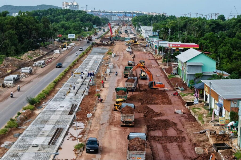 Công trường thi công tuyến LRT